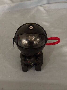 Black Astronaut Figure Keychain Toy with Red Strap
